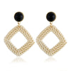 Women's Wood Geometric Large Circle Earrings With Electroplating