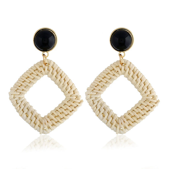 Women's Wood Geometric Large Circle Earrings With Electroplating