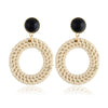 Women's Wood Geometric Large Circle Earrings With Electroplating