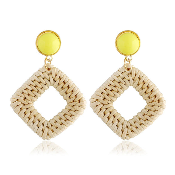 Women's Wood Geometric Large Circle Earrings With Electroplating