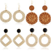 Women's Wood Geometric Large Circle Earrings With Electroplating