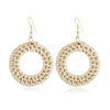 Women's Wood Geometric Large Circle Earrings With Electroplating