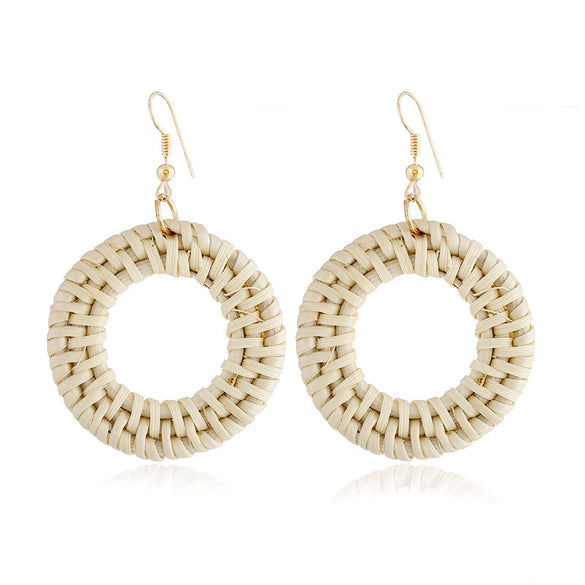 Women's Wood Geometric Large Circle Earrings With Electroplating