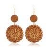 Women's Wood Geometric Large Circle Earrings With Electroplating