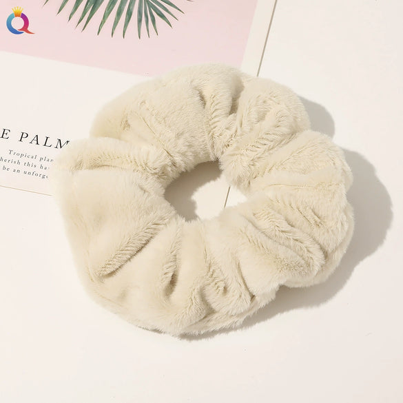 Women's Wool And Cloth Handmade Striped Large Intestine Hair Ring Hair Accessories
