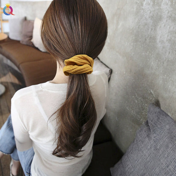 Women's Wool And Cloth Handmade Striped Large Intestine Hair Ring Hair Accessories