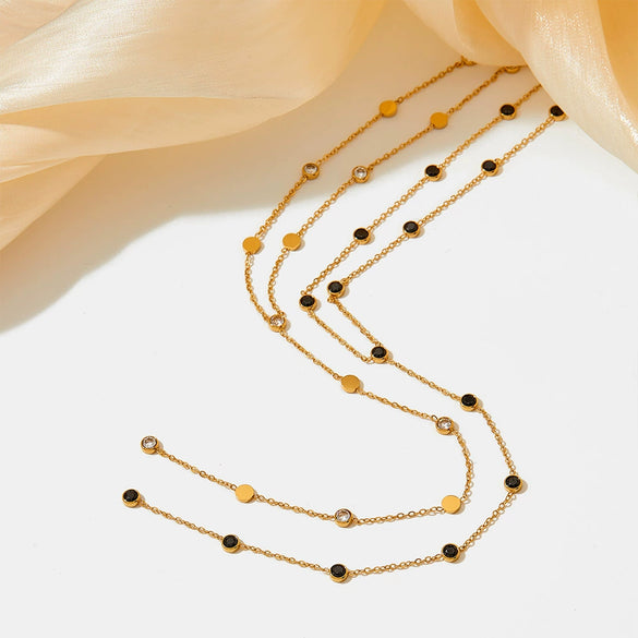 Women's Y Shaped Zircon Tassel Stainless Steel And Titanium Steel Necklace With Electroplating Treatment