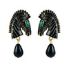 Women's Zebra Striped Horse Head Earrings With Dripping Oil Finish Retro Geometric Animal Jewelry