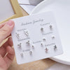 Women's Zinc Alloy And Stainless Steel Geometric Oneweek Earring Set With Diamond Design