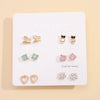 Women's Zinc Alloy And Stainless Steel Geometric Oneweek Earring Set With Diamond Design
