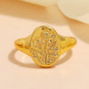 Women's Zinc Alloy Carved Flower Joint Ring With Geometric Design Simple Retro Fashion Statement Ring