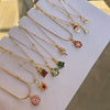 Women's Zinc Alloy Christmas Pendant Necklace With Snowflake Bell And Tree Motifs Dripping Oil Finish Simple Fashion Jewelry