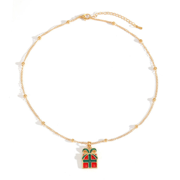 Women's Zinc Alloy Christmas Pendant Necklace With Snowflake Bell And Tree Motifs Dripping Oil Finish Simple Fashion Jewelry