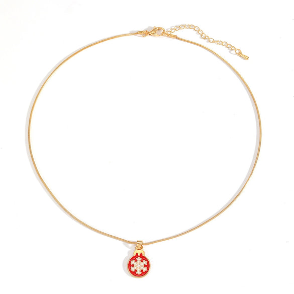 Women's Zinc Alloy Christmas Pendant Necklace With Snowflake Bell And Tree Motifs Dripping Oil Finish Simple Fashion Jewelry