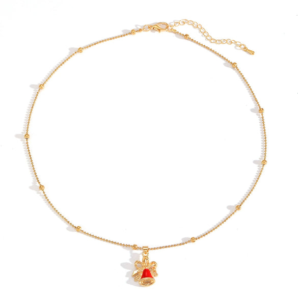 Women's Zinc Alloy Christmas Pendant Necklace With Snowflake Bell And Tree Motifs Dripping Oil Finish Simple Fashion Jewelry