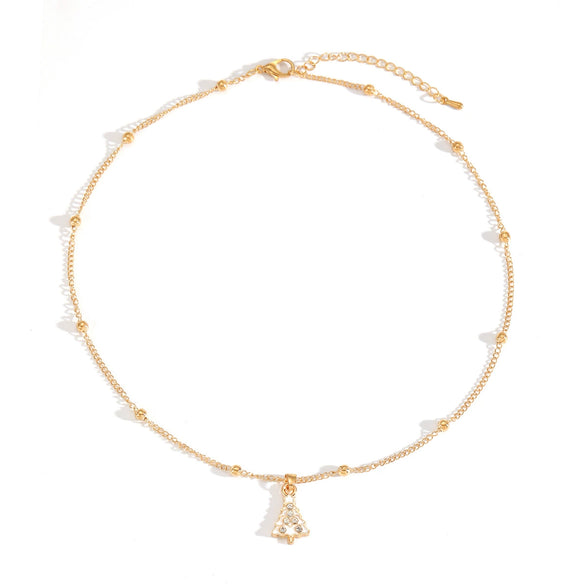 Women's Zinc Alloy Christmas Pendant Necklace With Snowflake Bell And Tree Motifs Dripping Oil Finish Simple Fashion Jewelry