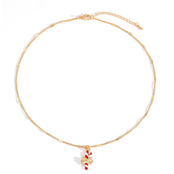 Women's Zinc Alloy Christmas Pendant Necklace With Snowflake Bell And Tree Motifs Dripping Oil Finish Simple Fashion Jewelry