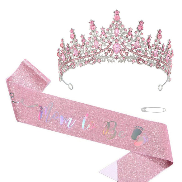 Women's Zinc Alloy Crystal Rhinestone Crown And Shoulder Strap Set With Electroplating