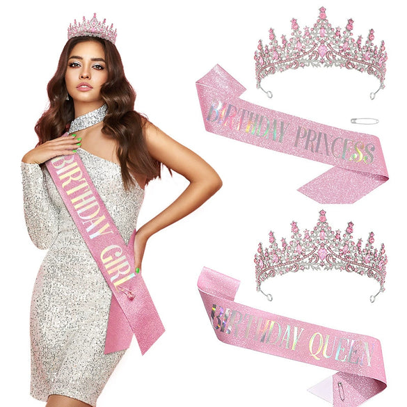 Women's Zinc Alloy Crystal Rhinestone Crown And Shoulder Strap Set With Electroplating