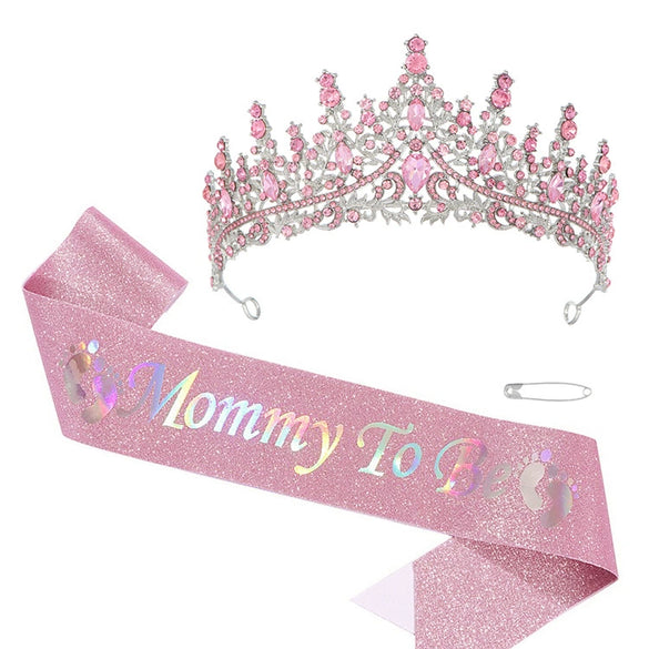 Women's Zinc Alloy Crystal Rhinestone Crown And Shoulder Strap Set With Electroplating