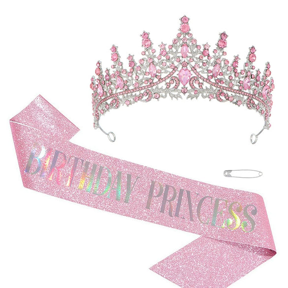 Women's Zinc Alloy Crystal Rhinestone Crown And Shoulder Strap Set With Electroplating