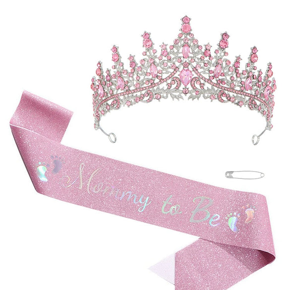 Women's Zinc Alloy Crystal Rhinestone Crown And Shoulder Strap Set With Electroplating