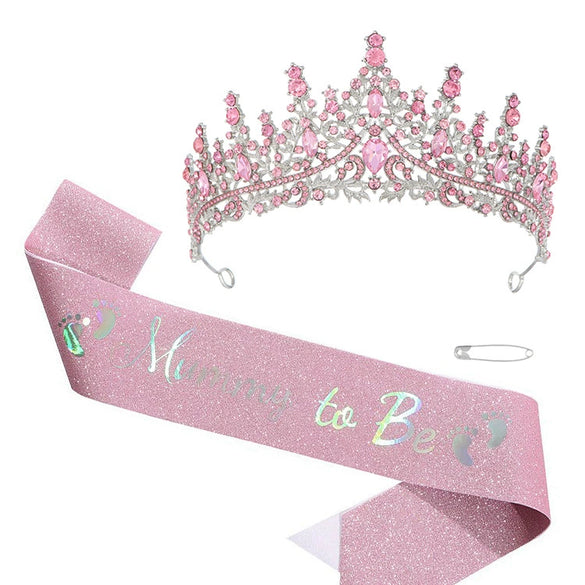 Women's Zinc Alloy Crystal Rhinestone Crown And Shoulder Strap Set With Electroplating