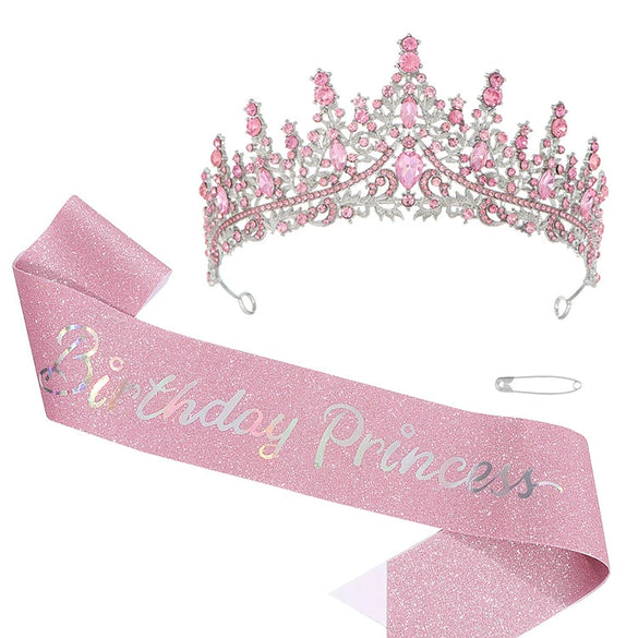 Women's Zinc Alloy Crystal Rhinestone Crown And Shoulder Strap Set With Electroplating