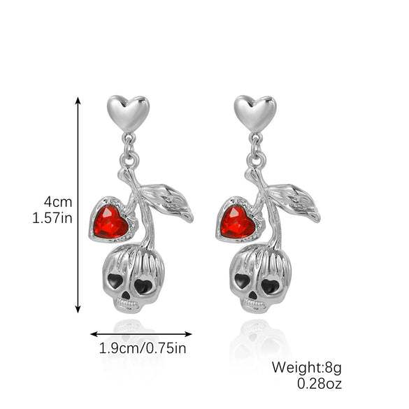 Women's Zinc Alloy Diamondencrusted Electroplated Skull Diablo Pumpkin Spider Geometric Heart Bow Drop Shape Halloween Earrings