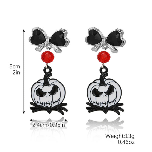Women's Zinc Alloy Diamondencrusted Electroplated Skull Diablo Pumpkin Spider Geometric Heart Bow Drop Shape Halloween Earrings