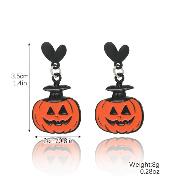 Women's Zinc Alloy Diamondencrusted Electroplated Skull Diablo Pumpkin Spider Geometric Heart Bow Drop Shape Halloween Earrings