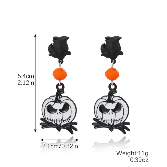 Women's Zinc Alloy Diamondencrusted Electroplated Skull Diablo Pumpkin Spider Geometric Heart Bow Drop Shape Halloween Earrings