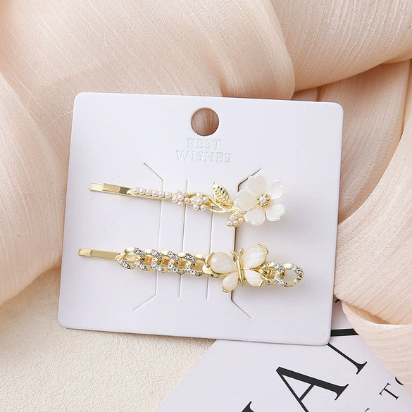 Women's Zinc Alloy Electroplated Casual Fashion Side Clip Hair Accessory With Sweet Girl Style And Plants Flowers Design