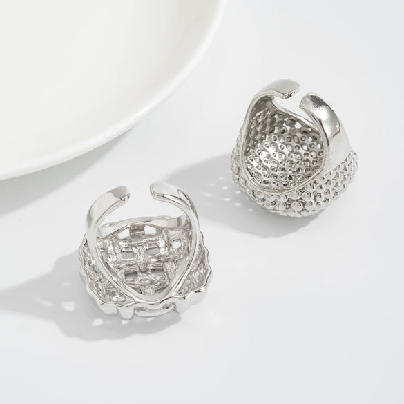 Women's Zinc Alloy Fashion Ring Set With Braided Spherical And Geometric Hollow Open Ring Designs Polished Plated Finish