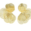 Women's Zinc Alloy Floral Geometric Hollow Earrings With Electroplated Finish And Stainless Steel Ear Posts