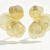 Women's Zinc Alloy Floral Geometric Hollow Earrings With Electroplated Finish And Stainless Steel Ear Posts