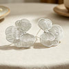 Women's Zinc Alloy Floral Geometric Hollow Earrings With Electroplated Finish And Stainless Steel Ear Posts