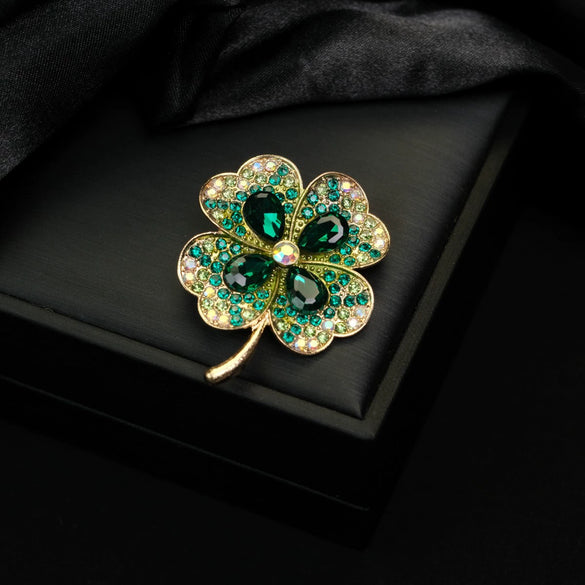Women's Zinc Alloy Fourleaf Clover Artistic Literary Style Electroplating Brooch