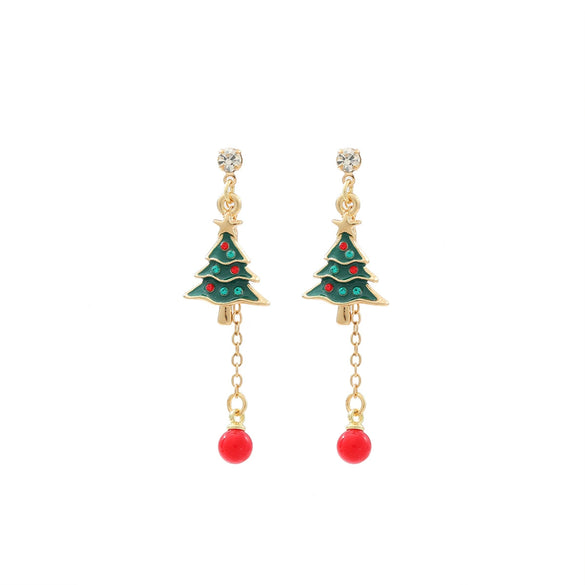 Women's Zinc Alloy Geometric Earrings With Christmas Tree Santa Claus Snowman Bell Elements Light Luxury Electroplated