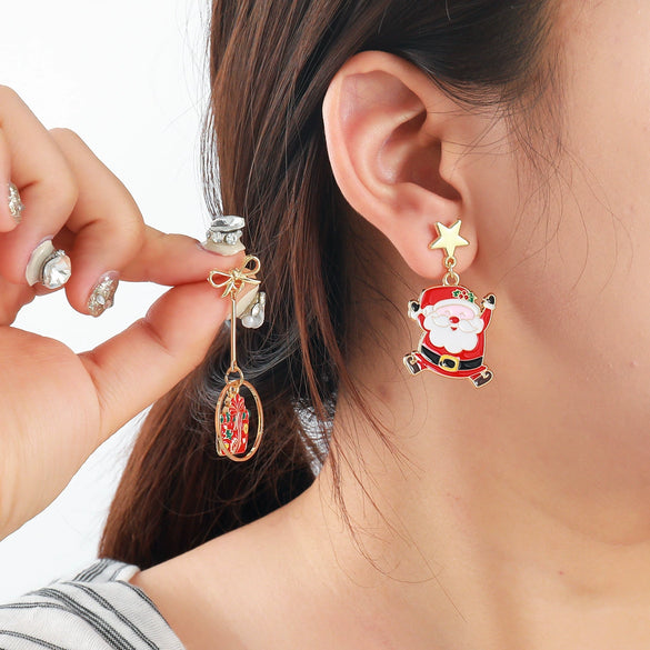 Women's Zinc Alloy Geometric Earrings With Christmas Tree Santa Claus Snowman Bell Elements Light Luxury Electroplated