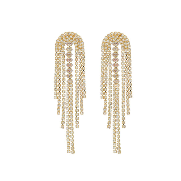 Women's Zinc Alloy Geometric Long Tassel Earrings Set With Diamonds