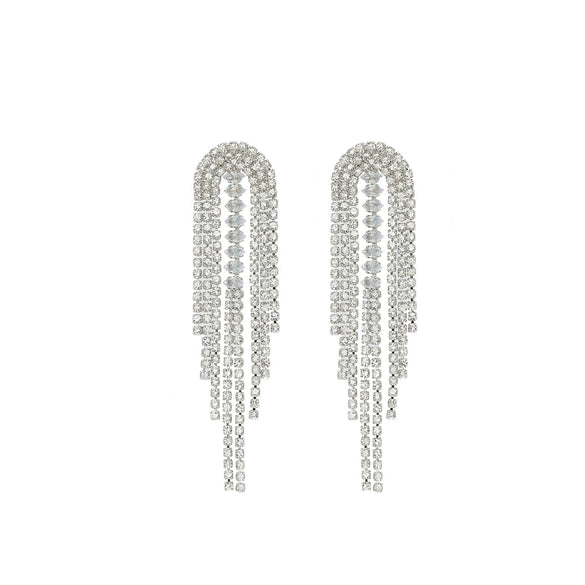 Women's Zinc Alloy Geometric Long Tassel Earrings Set With Diamonds