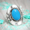 Women's Zinc Alloy Geometric Oval Retro Bohemian Style Ring With Electroplating And Turquoise