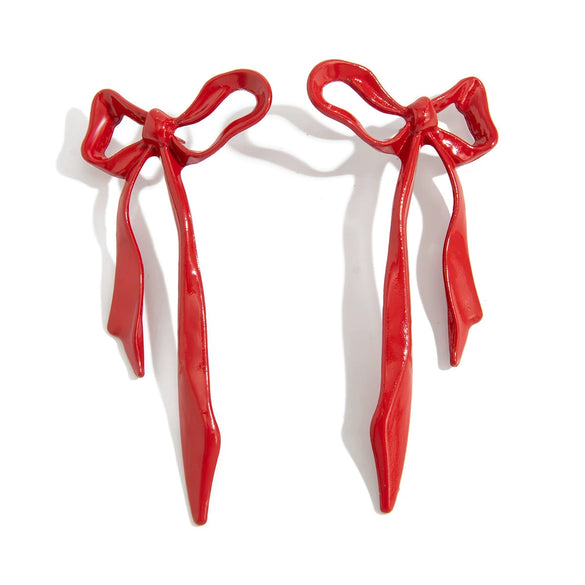 Women's Zinc Alloy Geometric Pleated Bowknot Tassel Earrings With Environmentally Friendly Electroplated Finish And Statement Design