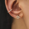 Women's Zinc Alloy Goldplated Diamondstudded Geometric Leafshaped Baked Enamel Nonpierced Ear Cuffs And Ear Clips