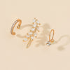Women's Zinc Alloy Goldplated Diamondstudded Geometric Leafshaped Baked Enamel Nonpierced Ear Cuffs And Ear Clips