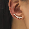 Women's Zinc Alloy Goldplated Diamondstudded Geometric Leafshaped Baked Enamel Nonpierced Ear Cuffs And Ear Clips