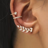 Women's Zinc Alloy Goldplated Diamondstudded Geometric Leafshaped Baked Enamel Nonpierced Ear Cuffs And Ear Clips