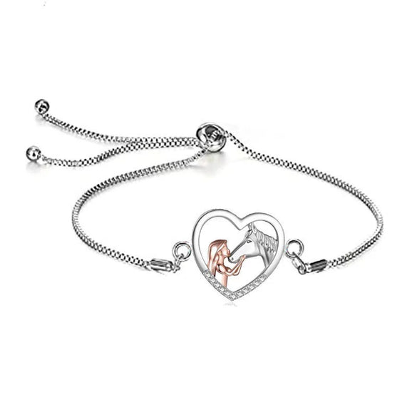 Women's Zinc Alloy Heartshaped Necklace With Electroplated Horse Zodiac Pendant And Geometric Animal Design Fashion Jewelry Gift