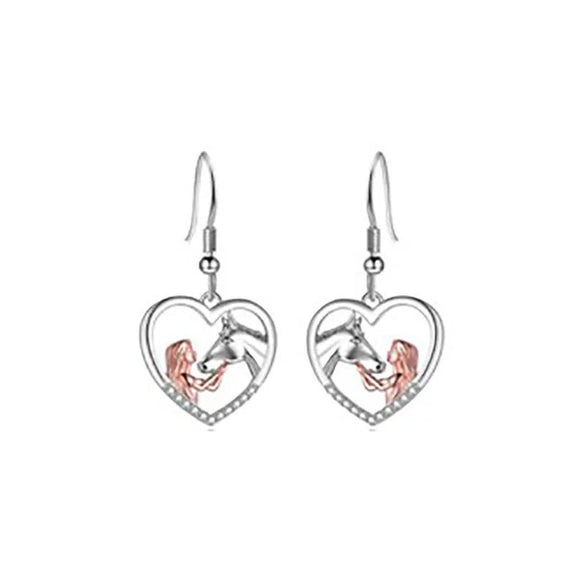 Women's Zinc Alloy Heartshaped Necklace With Electroplated Horse Zodiac Pendant And Geometric Animal Design Fashion Jewelry Gift